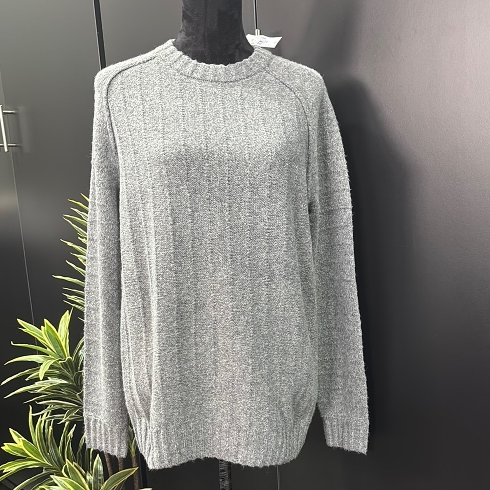 UpWest Wool blend textured,rib knit cuff & hemline,winter warm pullover sweater